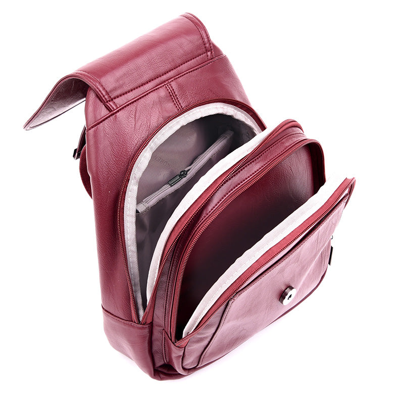Large Capacity Leather School Backpack For Women