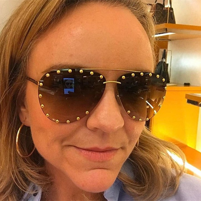 Luxury Italy Oversized Pilot Sunglasses
