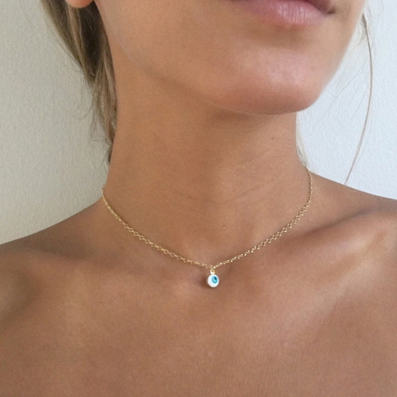 Trendy Evil Eye Choker, Delicate 4 Colors Necklace Pendant